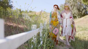 Bree daniels, aubrey kate got bored picking flowers so they decided to fuck