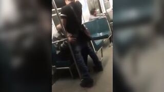 Asian twink get's BJ from older man in a subway