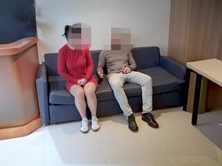 Married woman sucks and drinks jizz in the waiting room