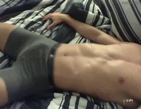 Muscular Hunk Cums in His Underwear Hands-Free