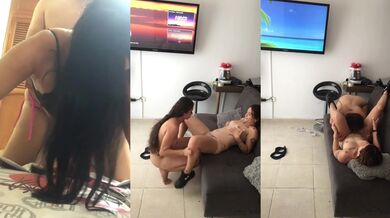 HETERO COUPLES VS HORNY LESBIAN COUPLE.