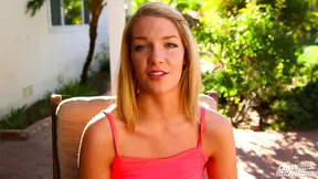 Sultry Blonde Kneels Down Giving Hot Blowjob for Pleasure