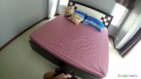 Skinny Asian chick gets cum across her tongue