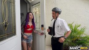 Inked whores Brandy Renee and Valerica Steele share cock in FFM 3some
