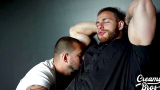 Bearded Casey Cooper Licks Matt Luscious Muscular Body