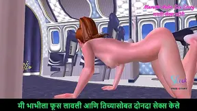 Teen Beauty Poses Seductively and Fingers Pussy on Flight in 3D Hentai Anime