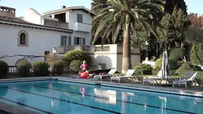 Big-busted blonde MILF fucks bald guy while practicing yoga moves