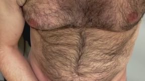 Thick, Hairy Dilf Strokes His Big Uncut Cock To a Massive Cumshot