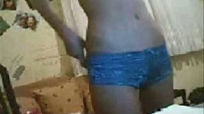 Skanky blonde teenie flashing her boobies and ass on webcam