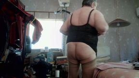 WIENER GIRL- black girdle wiener and ass play.