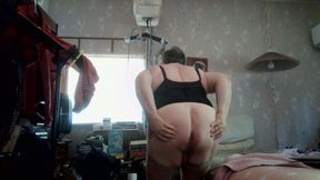 WIENER GIRL- black girdle wiener and ass play.