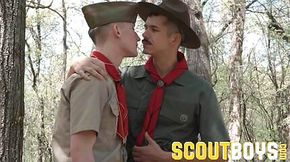 Dom hung scoutmaster with mustache fucks twink hard and raw