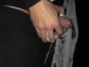 Spooky night public - Massive cumshot on a monster