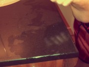 Oiled up dick with solo cumshot