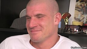 Gay first experience for bald man