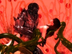 Alluring 3D beauty gets her holes worked out by a monster