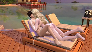 Transando em resort com loira gostosa. The Sims 4