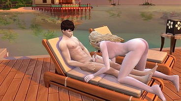 Transando em resort com loira gostosa. The Sims 4