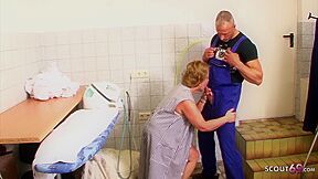 Old German Granny Seduced To Fuck By Young Guy In 90s Vintage Porn