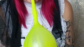 sexy nun in boots blowing punchballoons