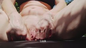 Slow motion, veins on hands worshipping pussy and ass in nature.