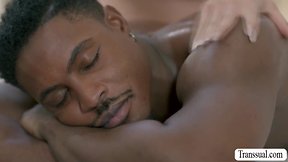 Curvy trans masseuse gets anal from clients bbc