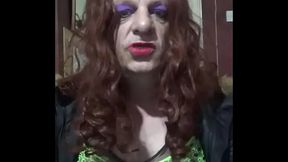 crossdresser loves to give himself a machine masturbation part 1