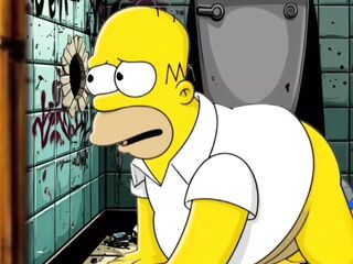 Married Housewife Gets Fucked In A Public Dirty Restroom. Cartoon. Simpsons Parody.
