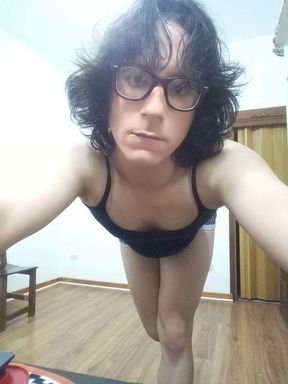 New Sissy Crossdresser Lara White with Anal Toy, Dildo, Ass Gaping, Ass Fucking with Big Dildo. Femboy, Shemale, Trans.