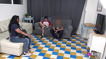 LATIN BOMBSHELL teaches a young and inexperienced dude how to fuck