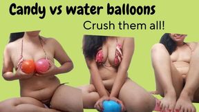 Candy vs water balloons: pop them all!