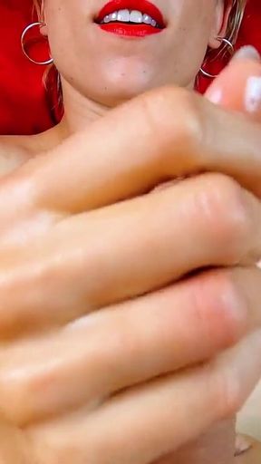 POV Oily Handjob - Blonde MILF Wife Stroking My Dick Until I Cum on Her Tits