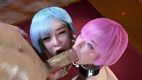 two girl will do everything for the cum of the king