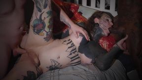 Tattooed Tits Trans Takes Two Dicks