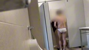 horny twink getting pissed on in public toilets