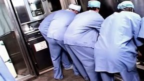 Hot blonde mature takes gang banged by doctors