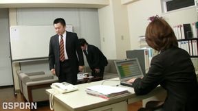 Japanese Bossy Secretary MILF Fucking All Men in the Office