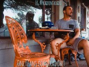 Horny Hippie jerks off by the front porch