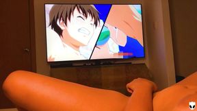 Hot Amateur OtakuGirl Gets Wet Pussy While Watching Hentai for Real Orgasm