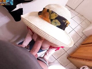 Stepmom catches stepson masturbating in the washroom and helps him cum