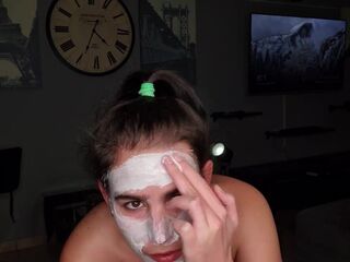 Enjoying my facial and eye spa day - cum and urinate in open eyes