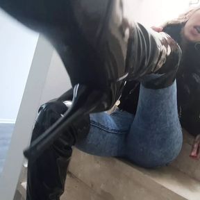 lick my boots, slave! German talk, mistress, femdom, dominatrix