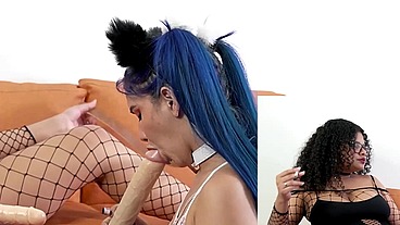 Diana Marquez usa a Min Galilea como su perra, la obliga a reventarse el culo con un super dildo