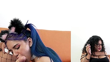 Diana Marquez usa a Min Galilea como su perra, la obliga a reventarse el culo con un super dildo