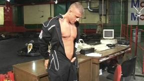Young Muscular Hunk Jerks off His Huge Cock Solo at the Office and Busts a Massive Nut