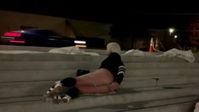 Crazy Sexy Public Anal Dildo on the Steps Busy Road Traffic