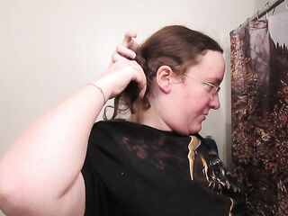 Removing a Side Bun with Lengthy Bushy Hair