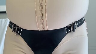 Sissy in dress, corset, and cage: no girls, babes, or ages