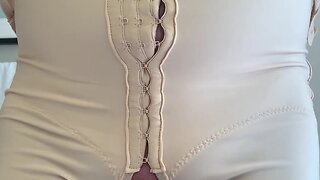 Sissy in dress, corset, and cage: no girls, babes, or ages