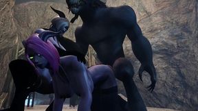 werewolf threesome with two draenei girls in a cave - warcraft porn parody